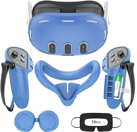 Relohas Deluxe Vr Accessories For Meta Quest 3, 4 In 1 Silicone Protective Case Set For Oculus Quest 3, Controller Grip Cover, V